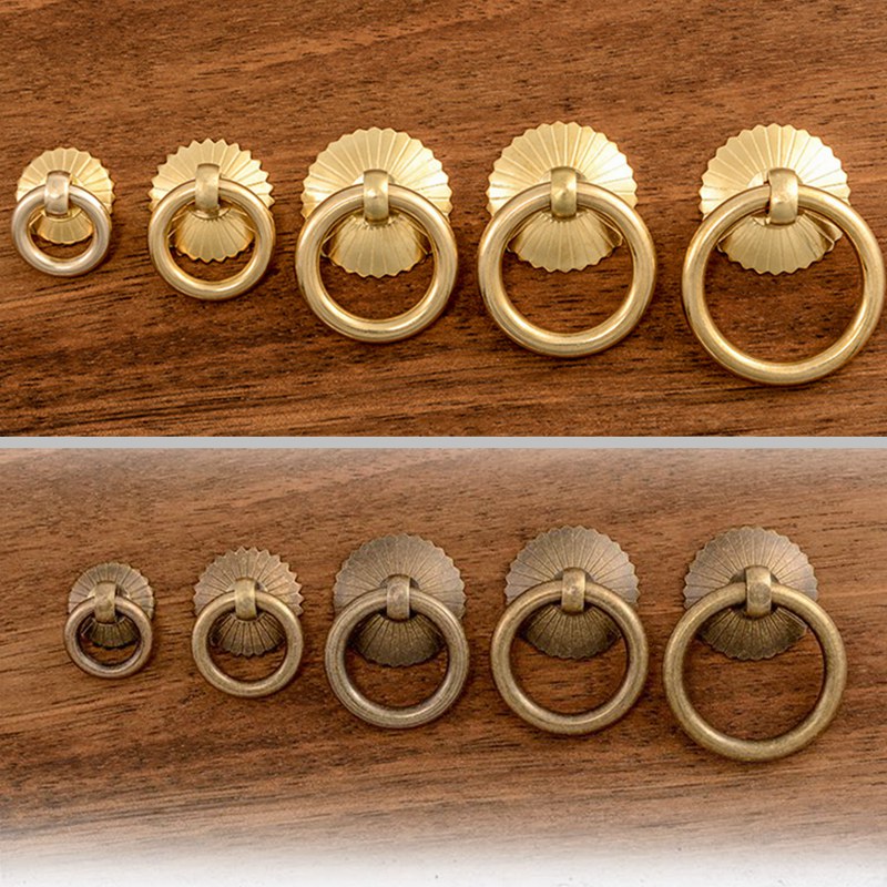 Commercial Kitchen Cabinet - Vintage Brass Cabinet Ring Knobs Pulls