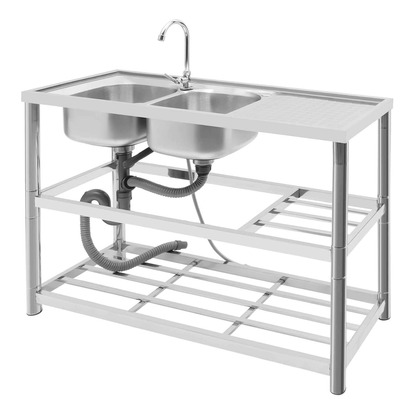 Commercial Kitchen Taps - Commercial Sink Double Bowl Stainless Steel