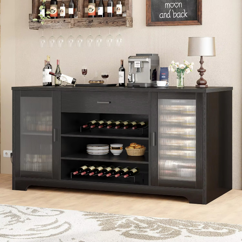 Commercial Kitchen Cabinet - Wooden wine family bar cabinet with