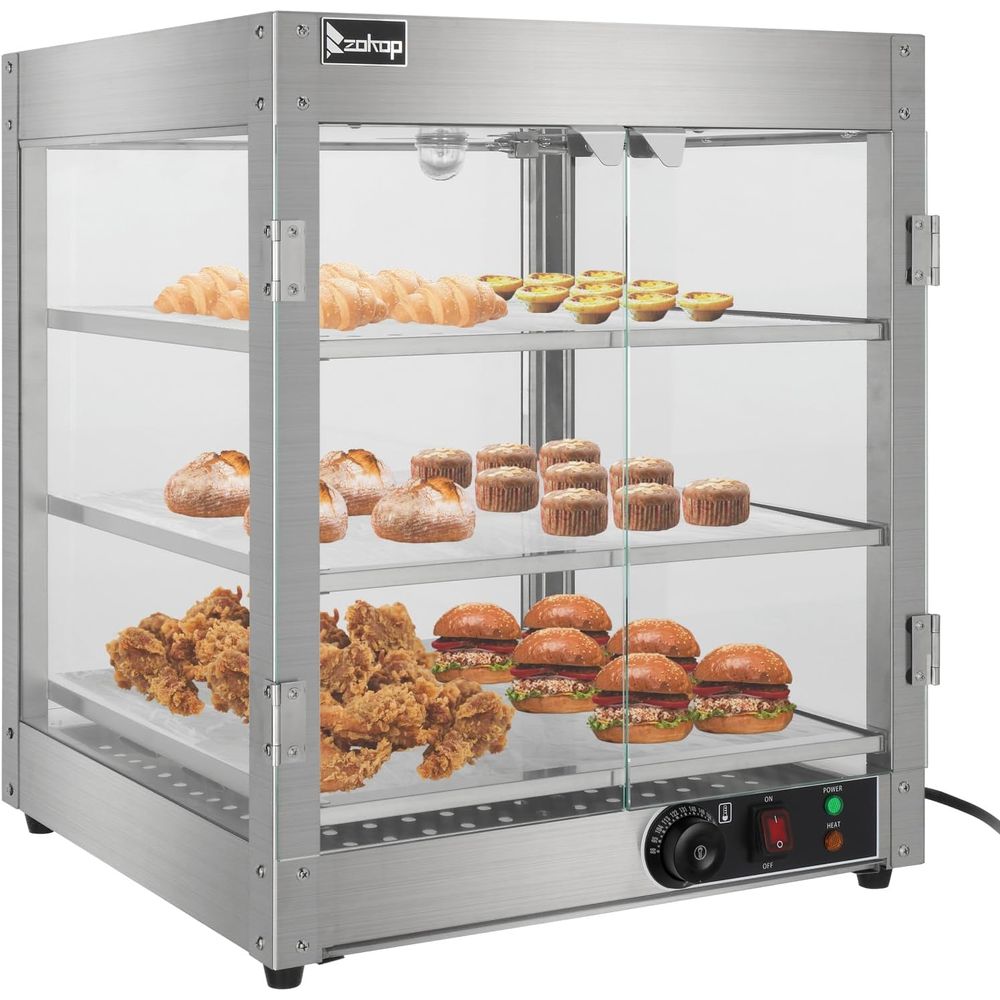Commercial Kitchen Cabinet - 3 Tier Commercial Countertop Pizza Warmer,Glass