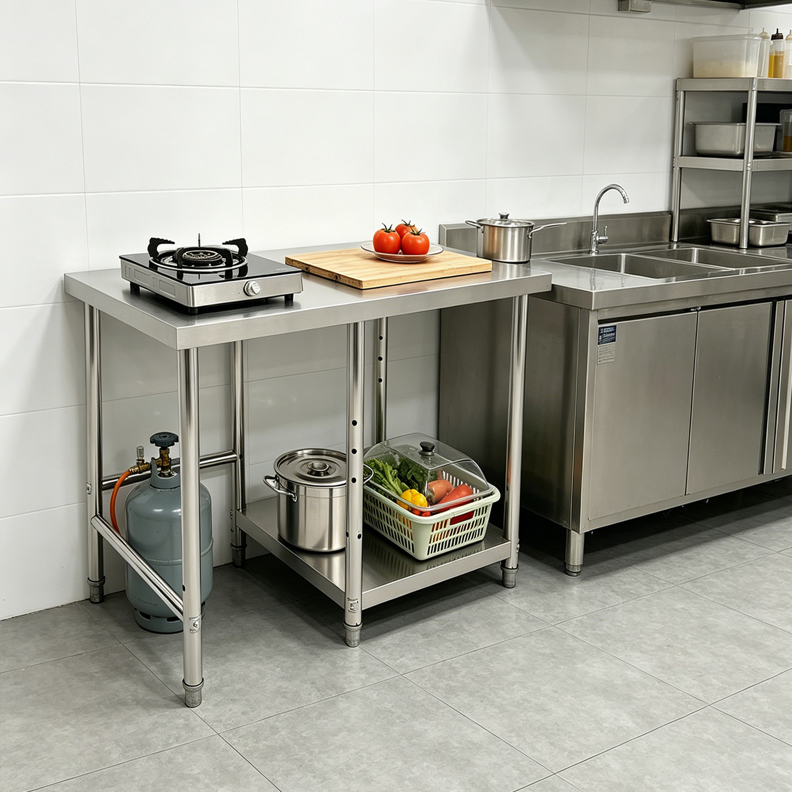 2 Tiers Stainless Steel Silver - Commercial Kitchen Tables incelemesi ve fiyatı