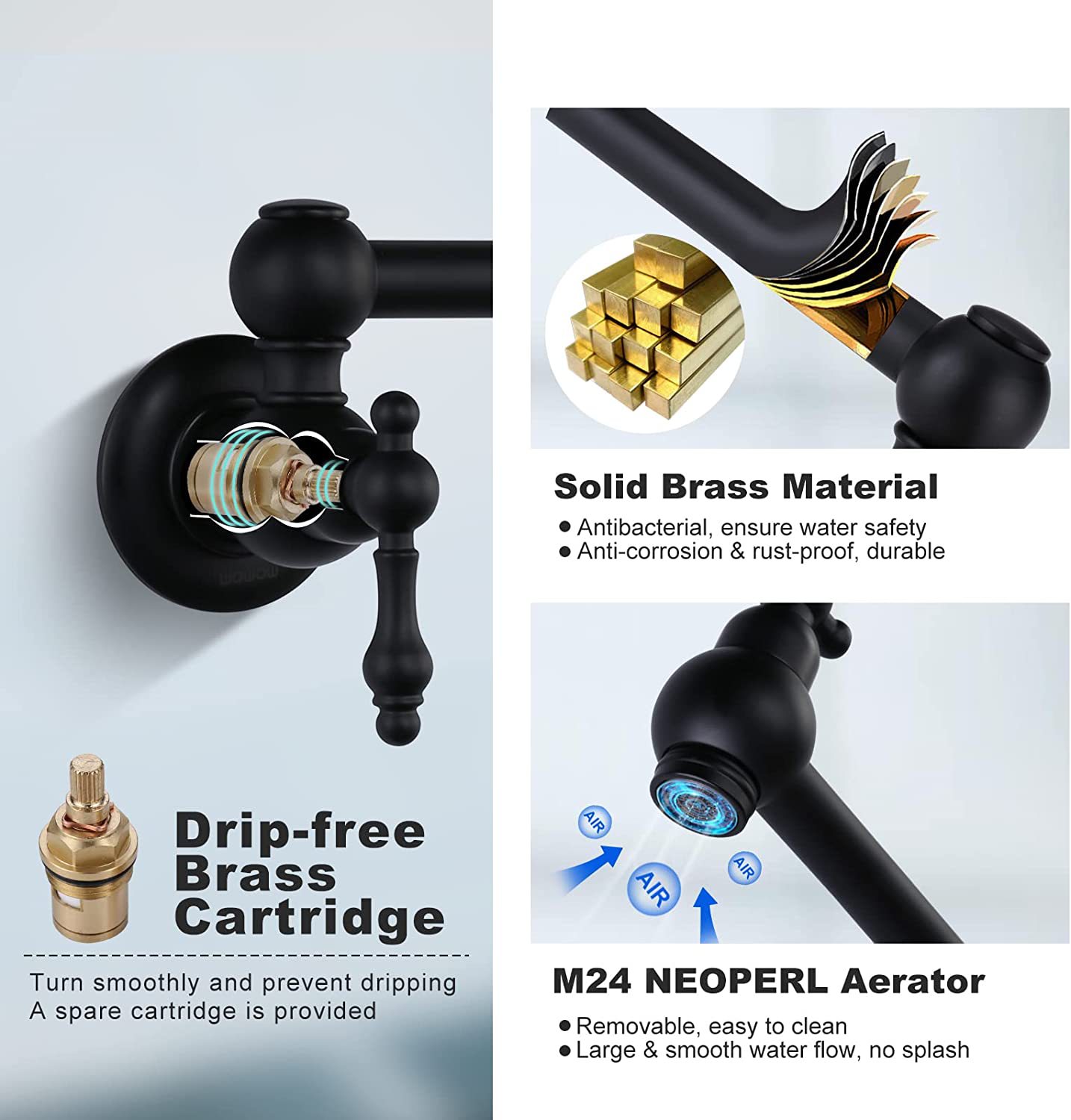 Black Pot Filler Tap Wall Moun - Commercial Kitchen Taps incelemesi ve fiyatı