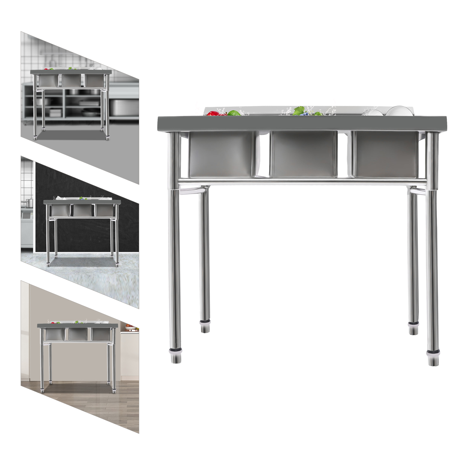 Stainless Steel Sink, 3 Sink C - Commercial Kitchen Taps incelemesi ve fiyatı