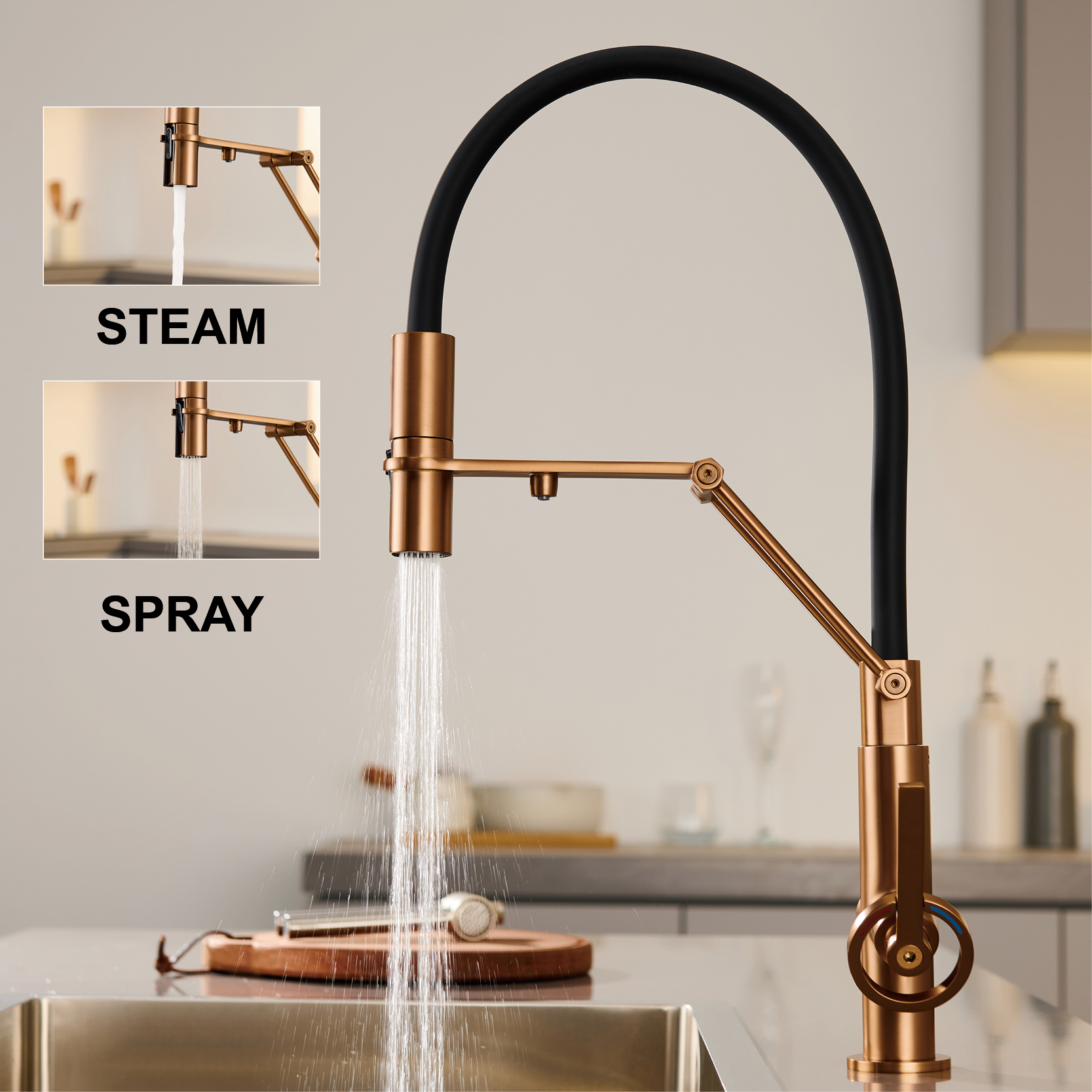 Industrial brass brushed rose  - Commercial Kitchen Taps incelemesi ve fiyatı