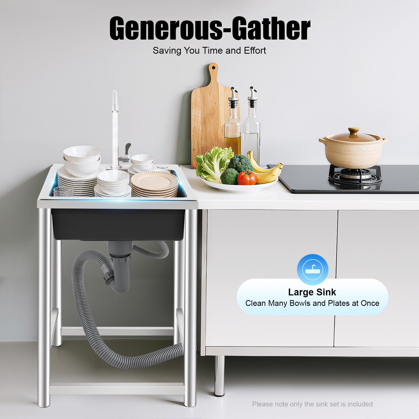 Freestanding Kitchen Sink with - Commercial Kitchen Taps incelemesi ve fiyatı