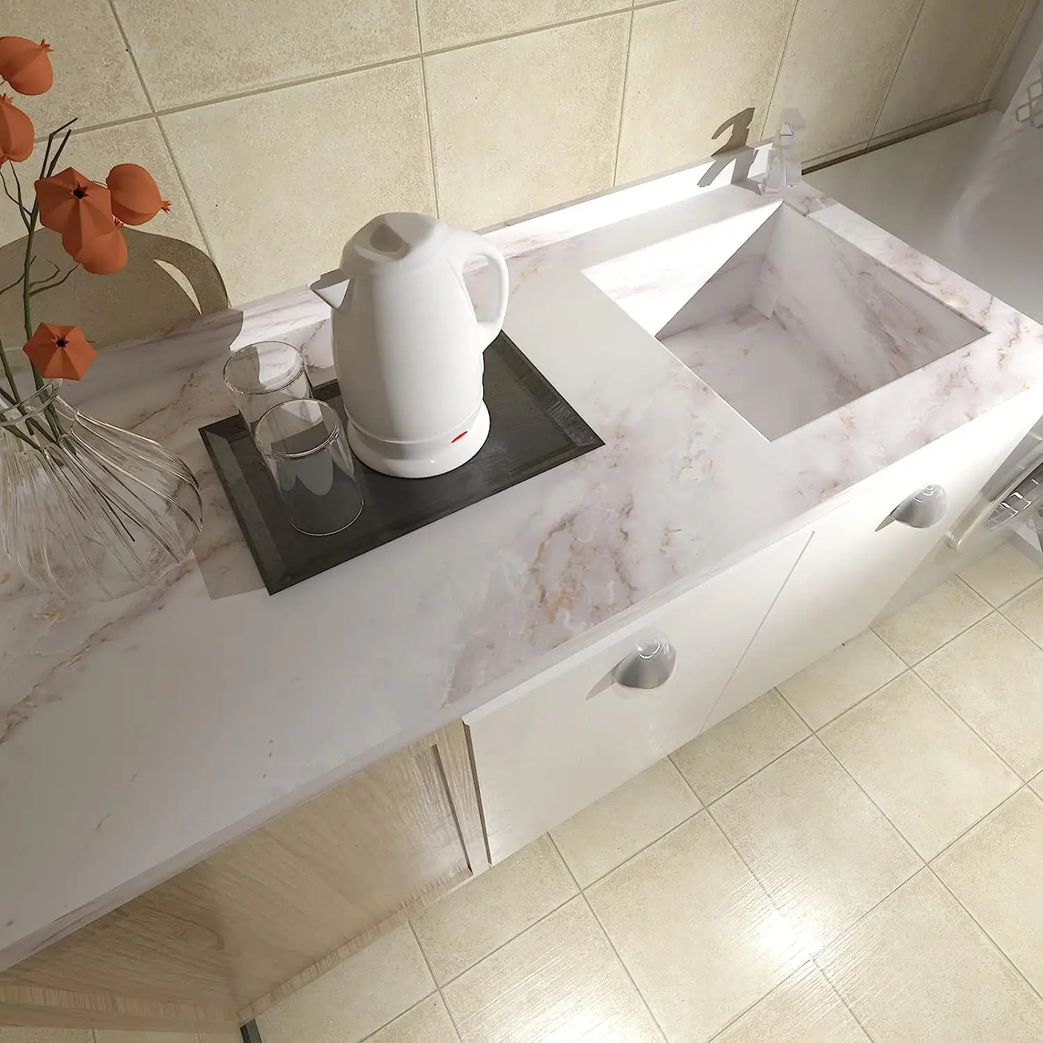 Matte Marble Self Adhesive Sti - Commercial Kitchen Tables incelemesi ve fiyatı
