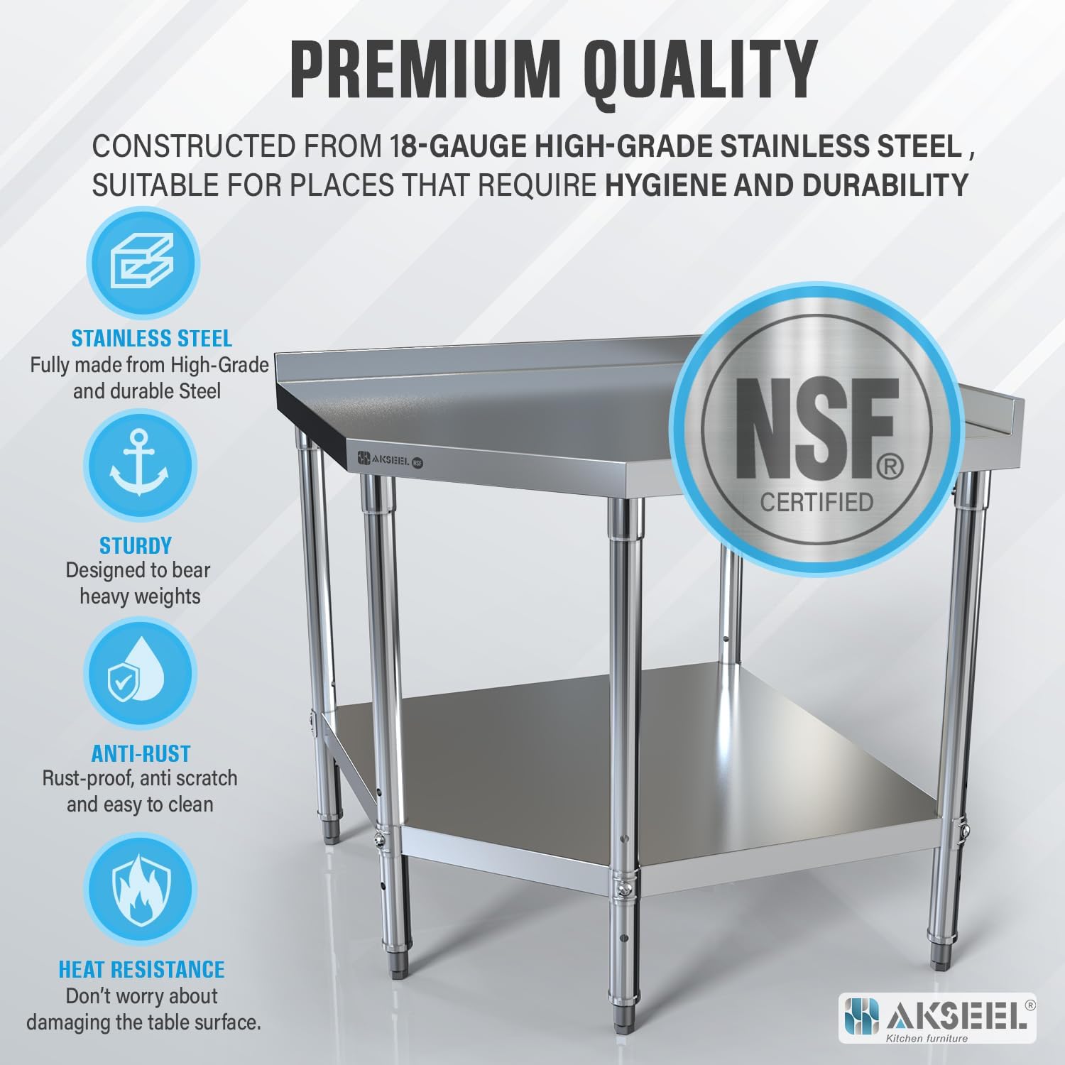 Stainless Steel Corner Work Ta - Commercial Kitchen Tables incelemesi ve fiyatı