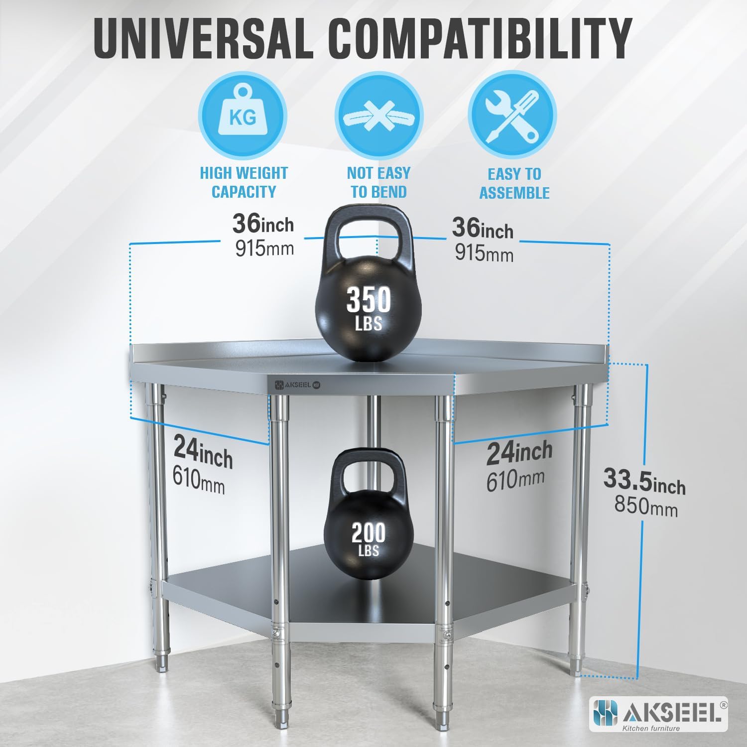 Stainless Steel Corner Work Ta - Commercial Kitchen Tables incelemesi ve fiyatı