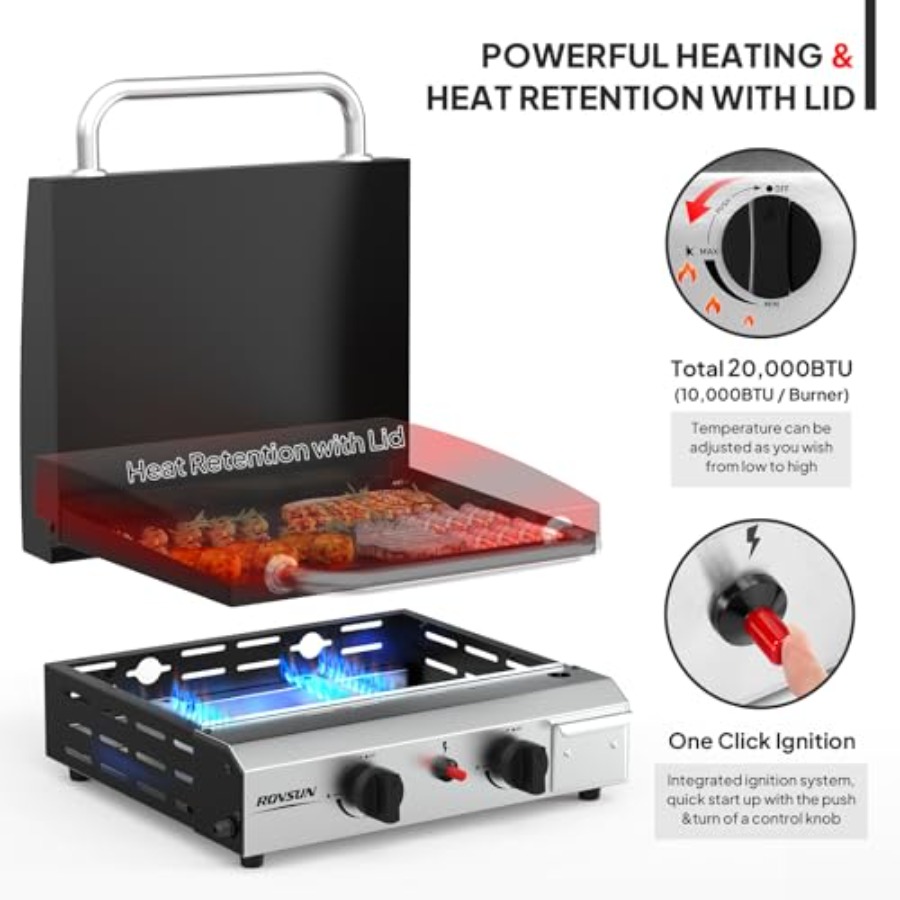 2 Burner Portable Propane Grid - Electric Griddle Flat Top incelemesi ve fiyatı