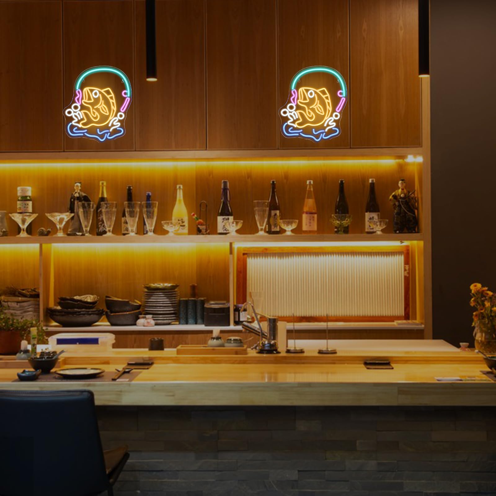 Fishing Neon Sign Fish LED Lig - Commercial Kitchen Lighting Design incelemesi ve fiyatı